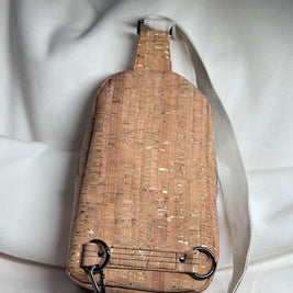 Rosie Sling Bag - Cork Fabric with Floral Pocket