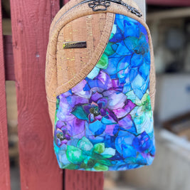 Rosie Sling Bag - Cork Fabric with Floral Pocket