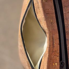 Gaia Crossbody Purse, in Cork Fabric with Green Faux Leather