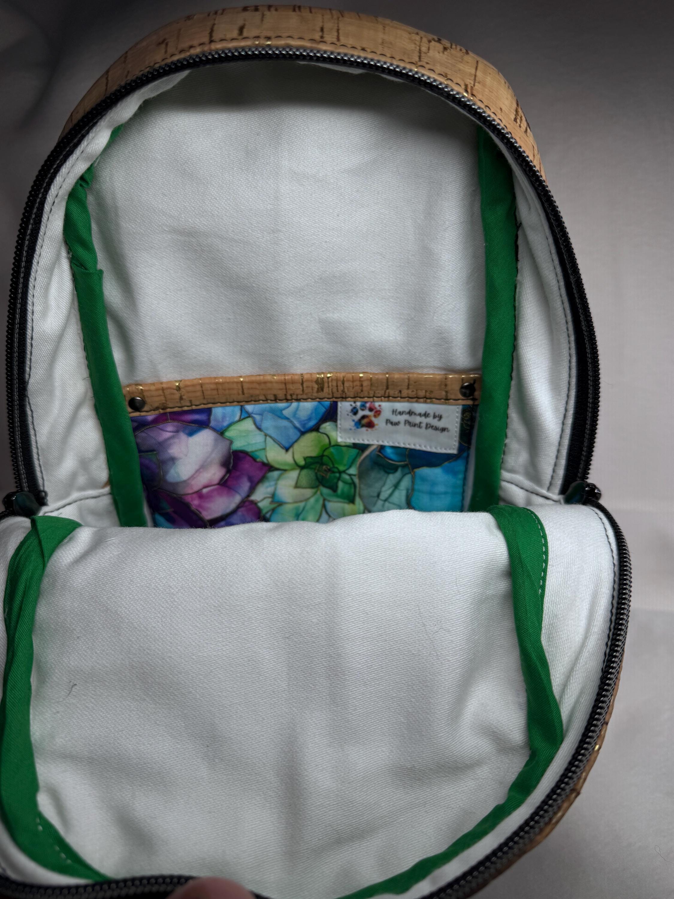 Rosie Sling Bag - Cork Fabric with Floral Pocket