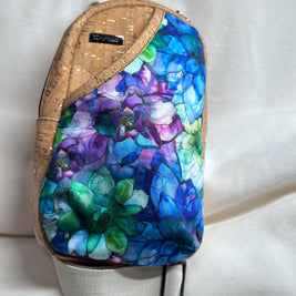 Rosie Sling Bag - Cork Fabric with Floral Pocket