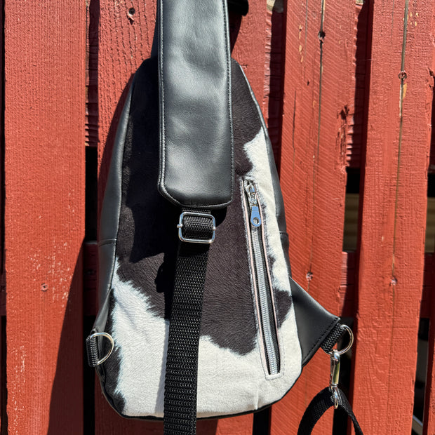 Cow print sling bag