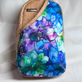 Rosie Sling Bag - Cork Fabric with Floral Pocket