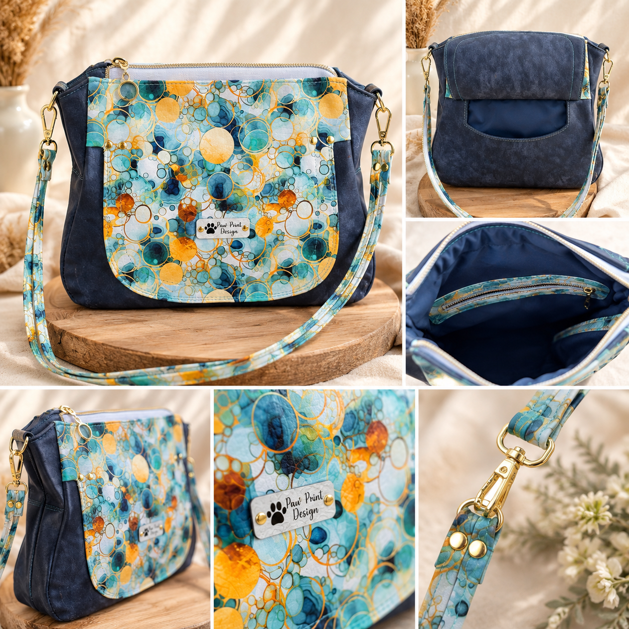 Brighstone Handbag - Faux Suede and Custom Vinyl Print