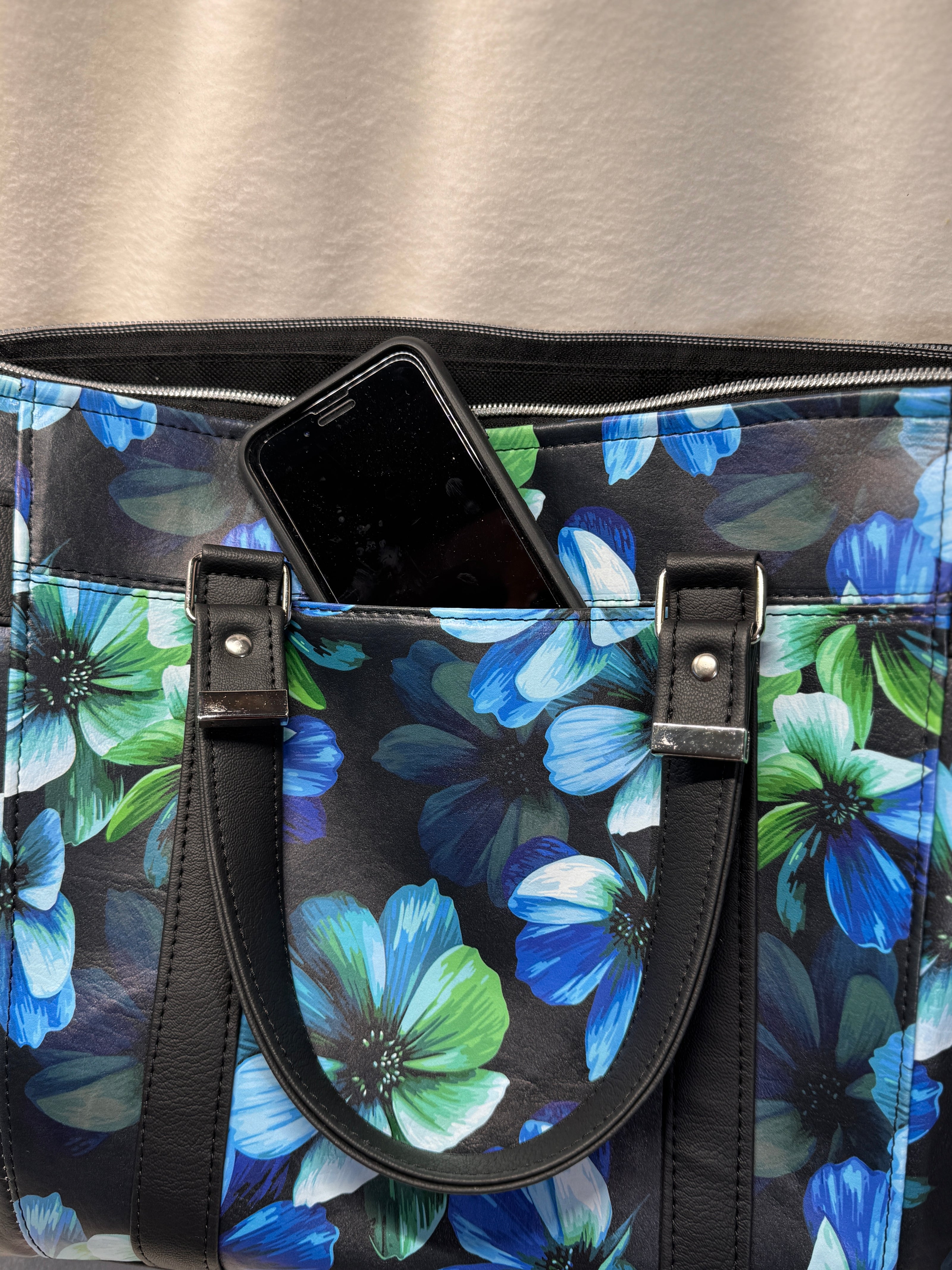 Mr Heckles Handbag - Floral and Black Faux Leather