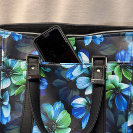 Mr Heckles Handbag - Floral and Black Faux Leather