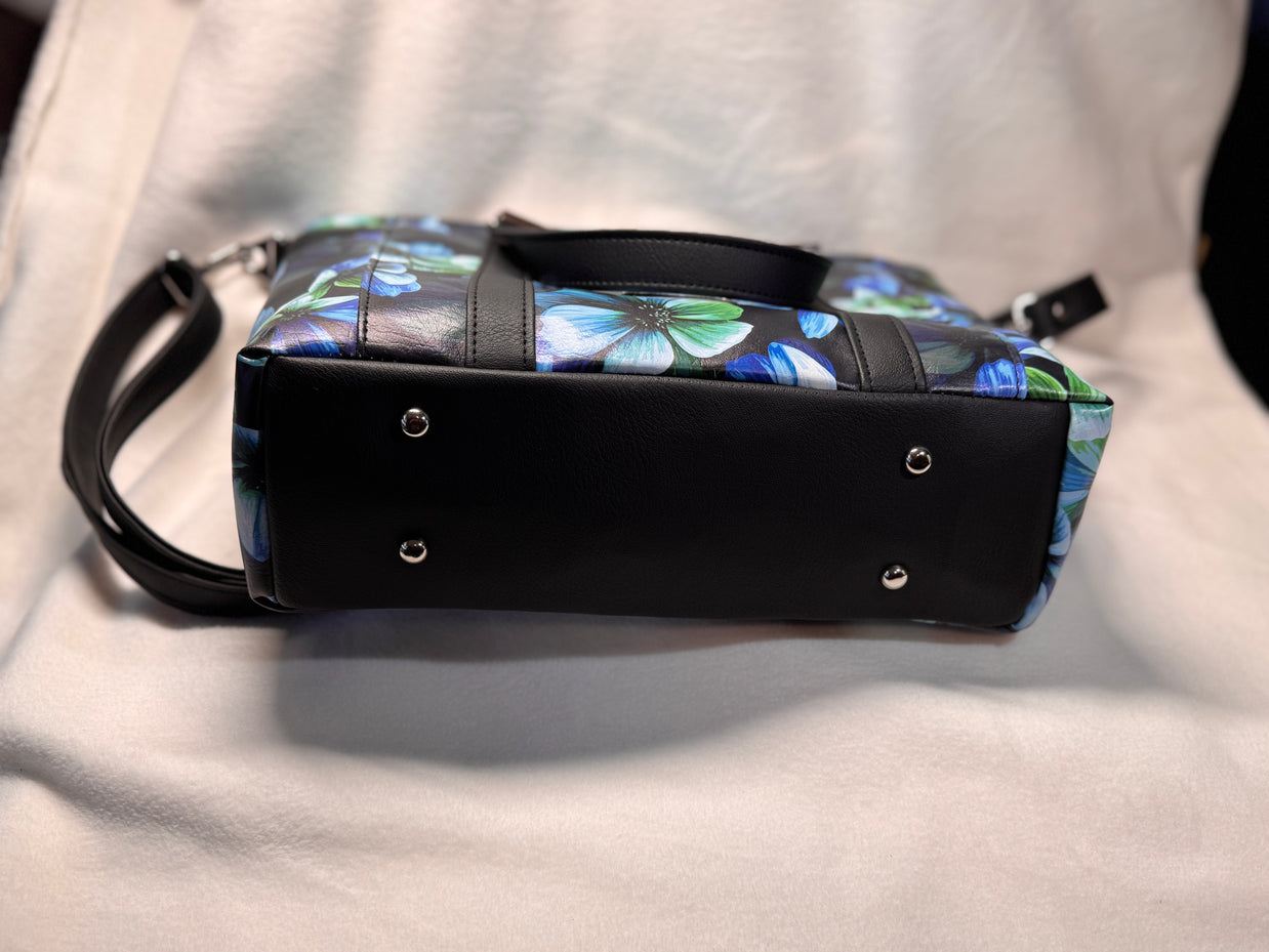 Mr Heckles Handbag - Floral and Black Faux Leather