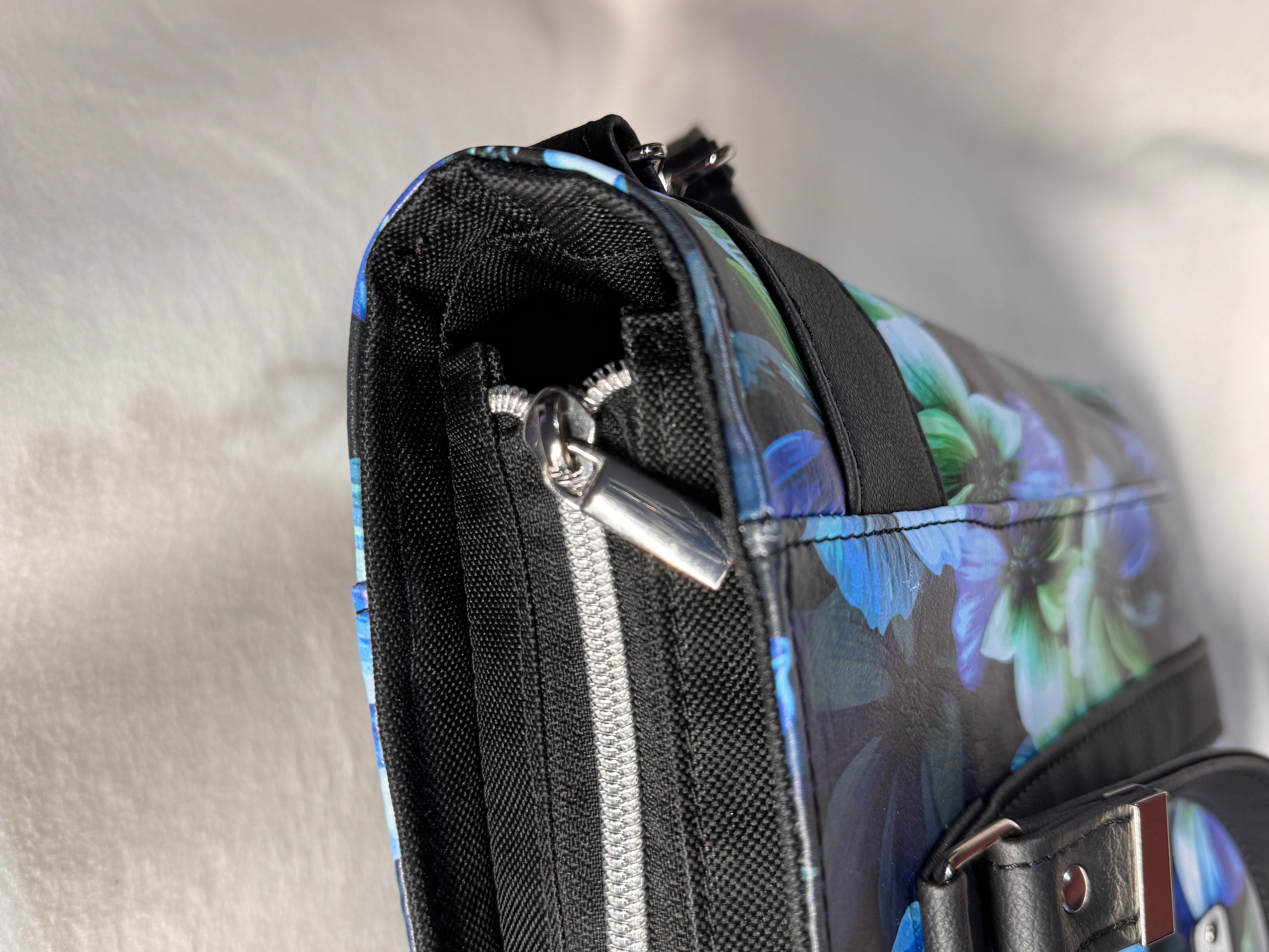 Mr Heckles Handbag - Floral and Black Faux Leather
