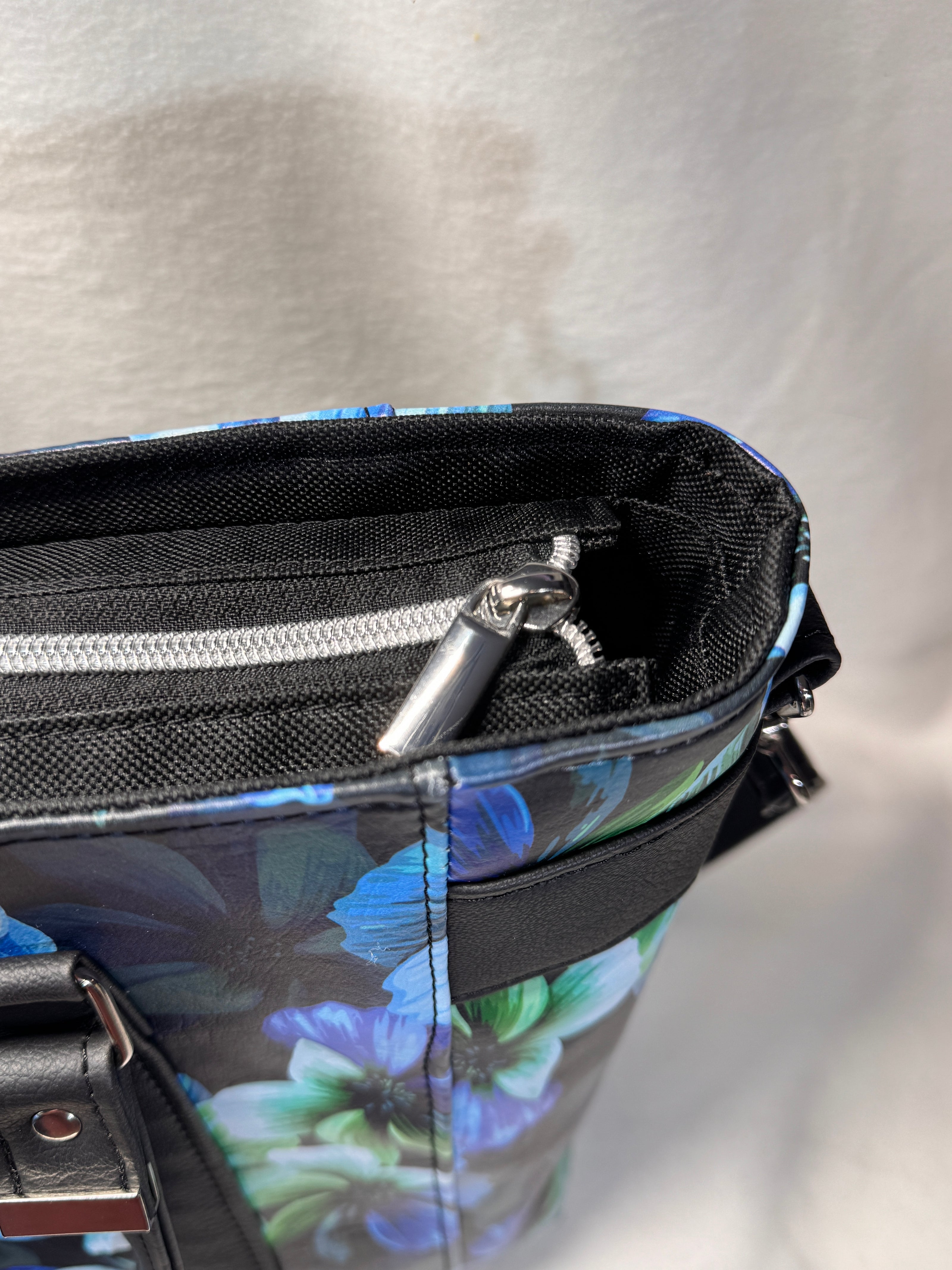 Mr Heckles Handbag - Floral and Black Faux Leather