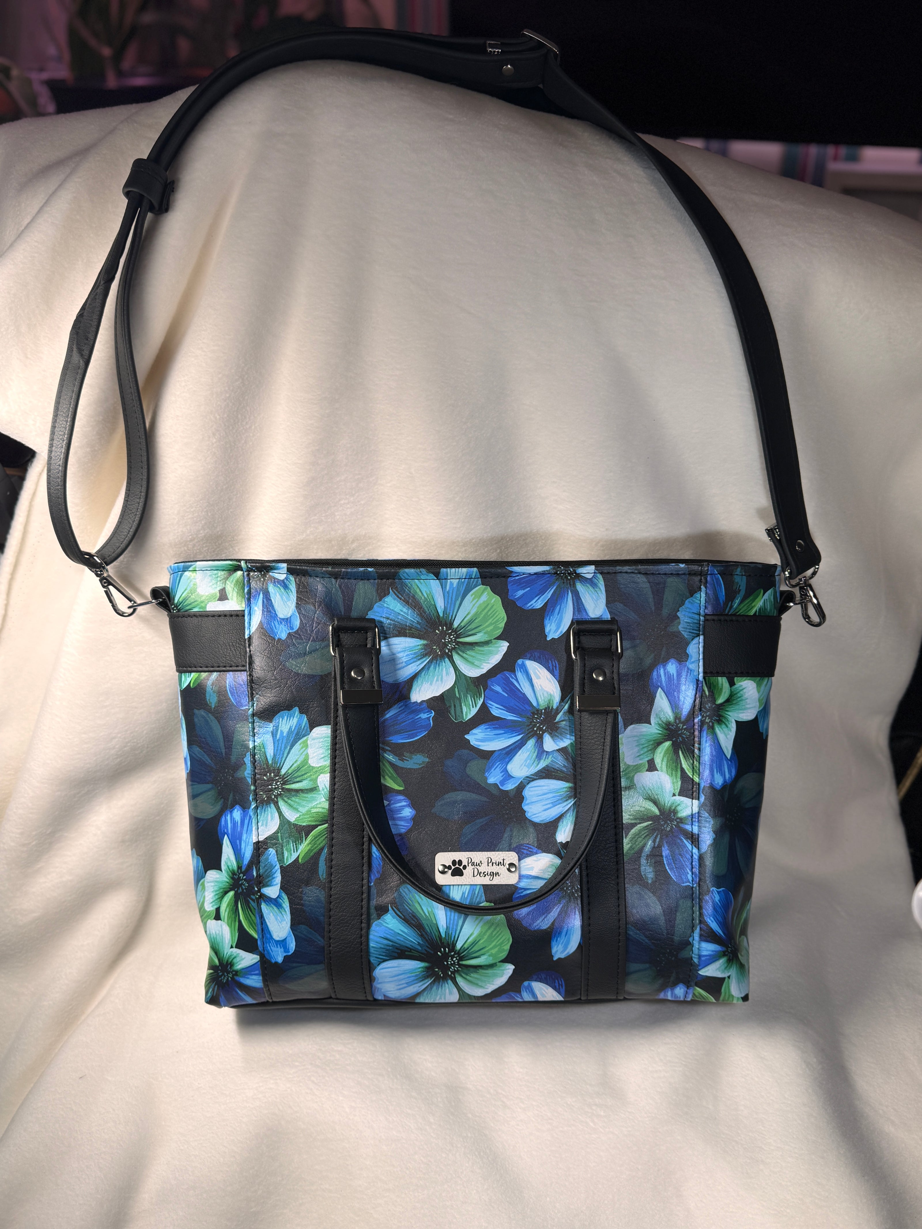 Mr Heckles Handbag - Floral and Black Faux Leather