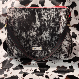 Luz Marina Handbag in Cow Print and Black Faux Leather Accent