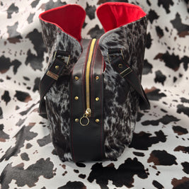 Luz Marina Handbag in Cow Print and Black Faux Leather Accent