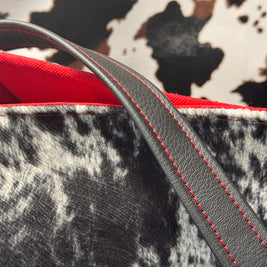 Luz Marina Handbag in Cow Print and Black Faux Leather Accent