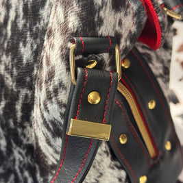 Luz Marina Handbag in Cow Print and Black Faux Leather Accent