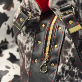 Luz Marina Handbag in Cow Print and Black Faux Leather Accent