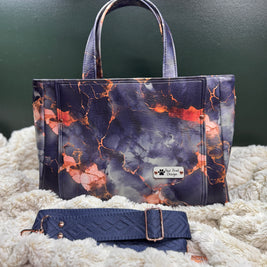 Charyn Handbag in Charcoal Marble Faux Leather