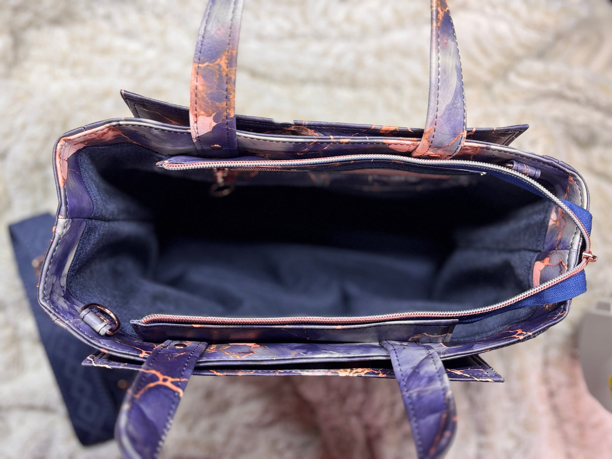 Charyn Handbag in Charcoal Marble Faux Leather