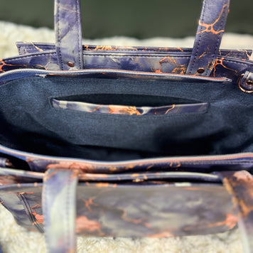 Charyn Handbag in Charcoal Marble Faux Leather