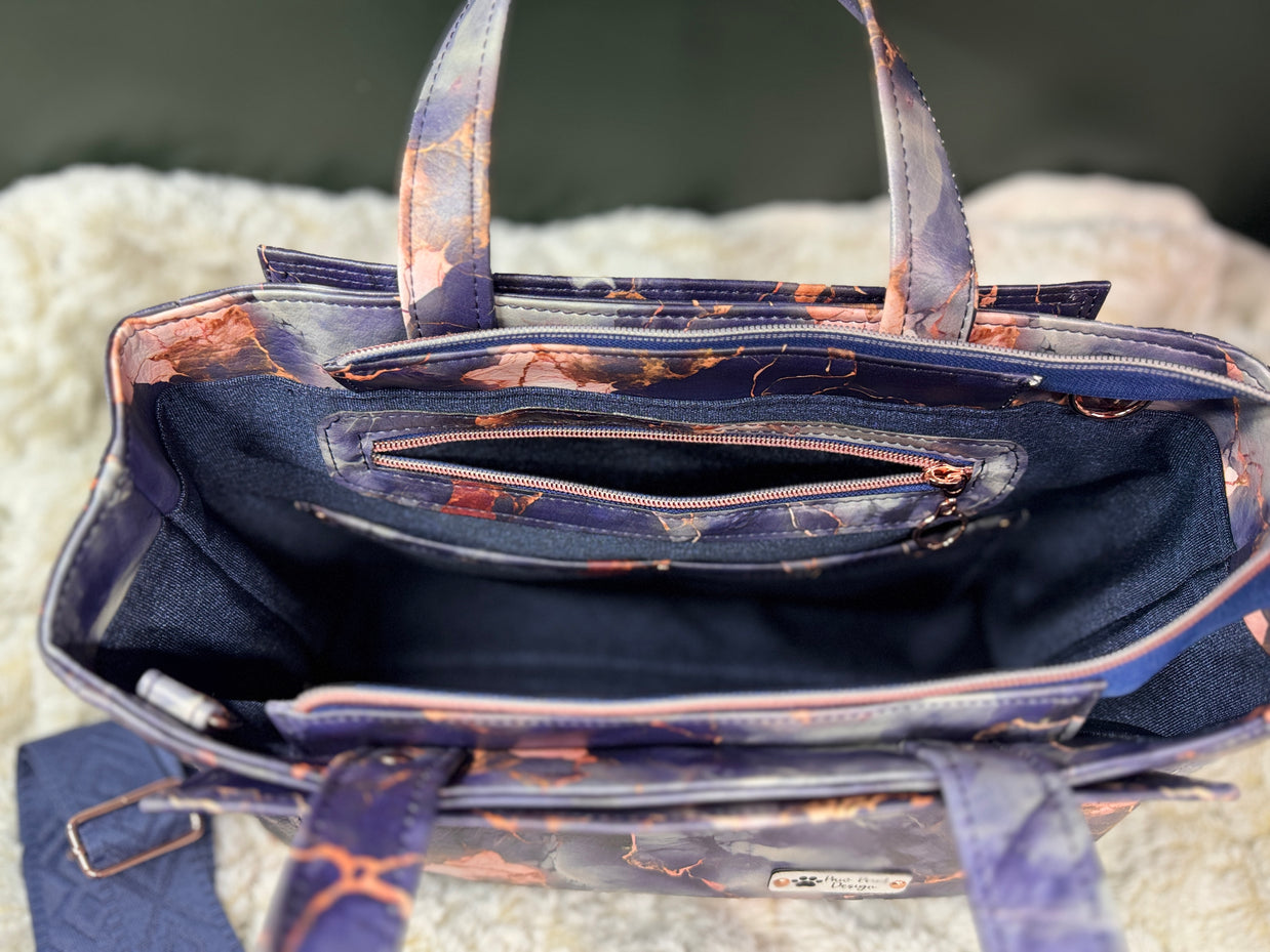 Charyn Handbag in Charcoal Marble Faux Leather