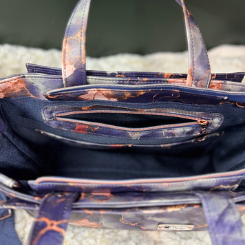 Charyn Handbag in Charcoal Marble Faux Leather