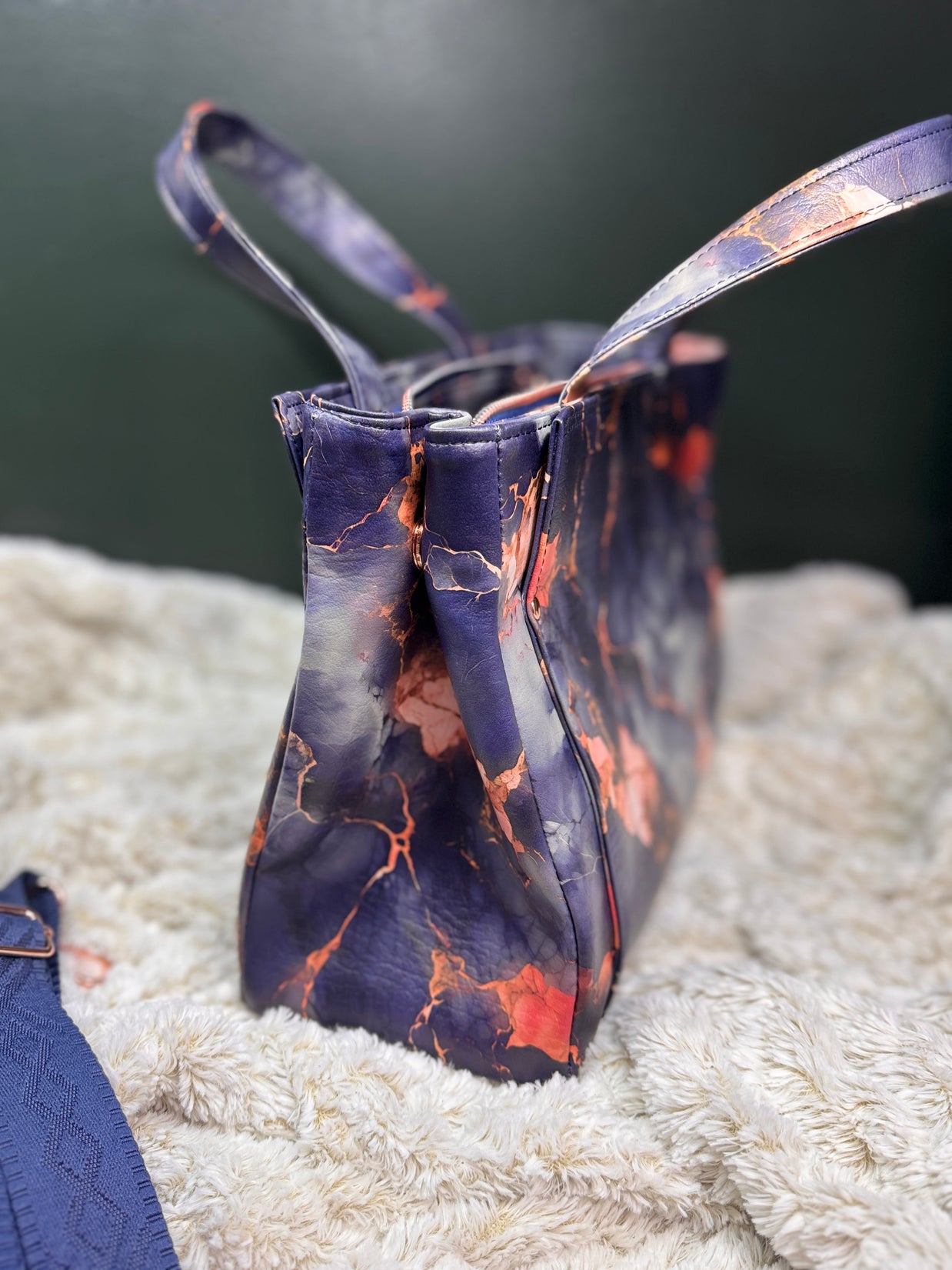 Charyn Handbag in Charcoal Marble Faux Leather