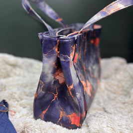 Charyn Handbag in Charcoal Marble Faux Leather