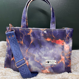Charyn Handbag in Charcoal Marble Faux Leather