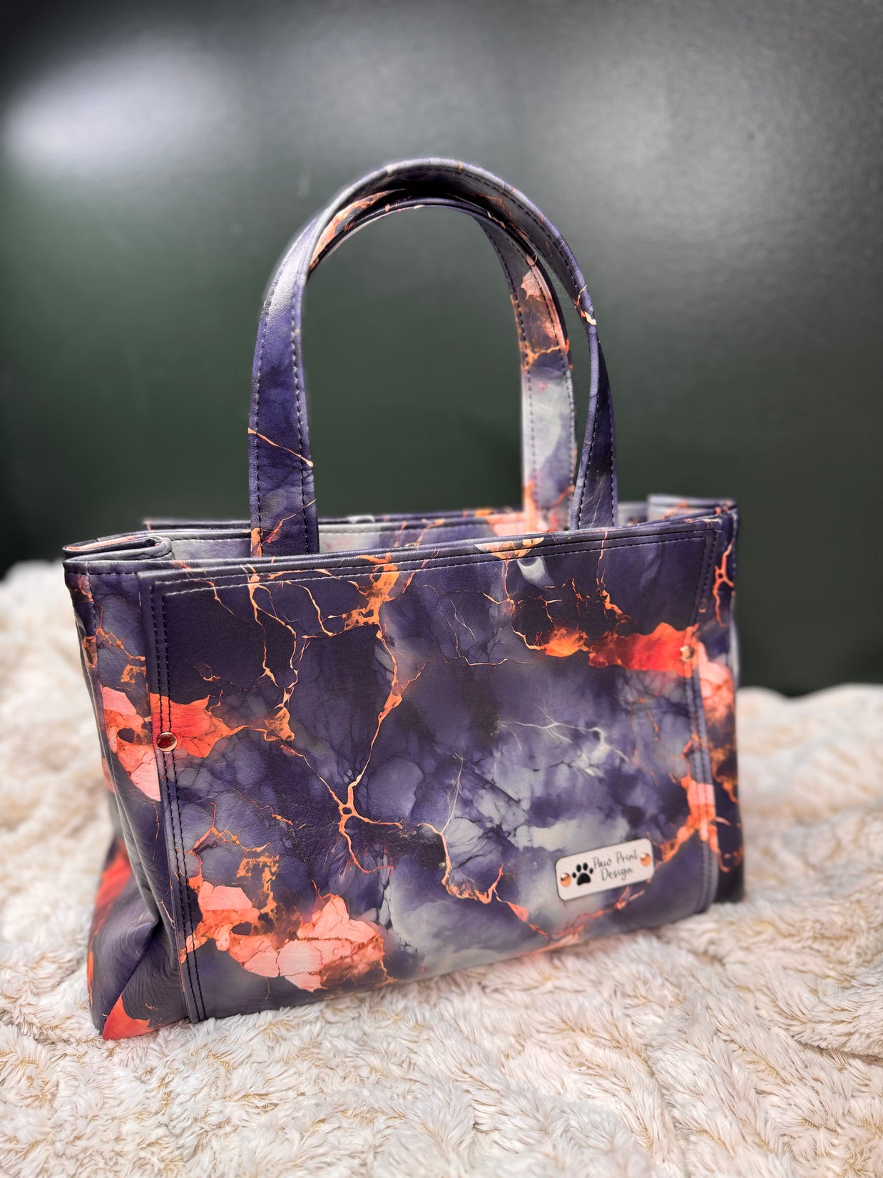 Charyn Handbag in Charcoal Marble Faux Leather