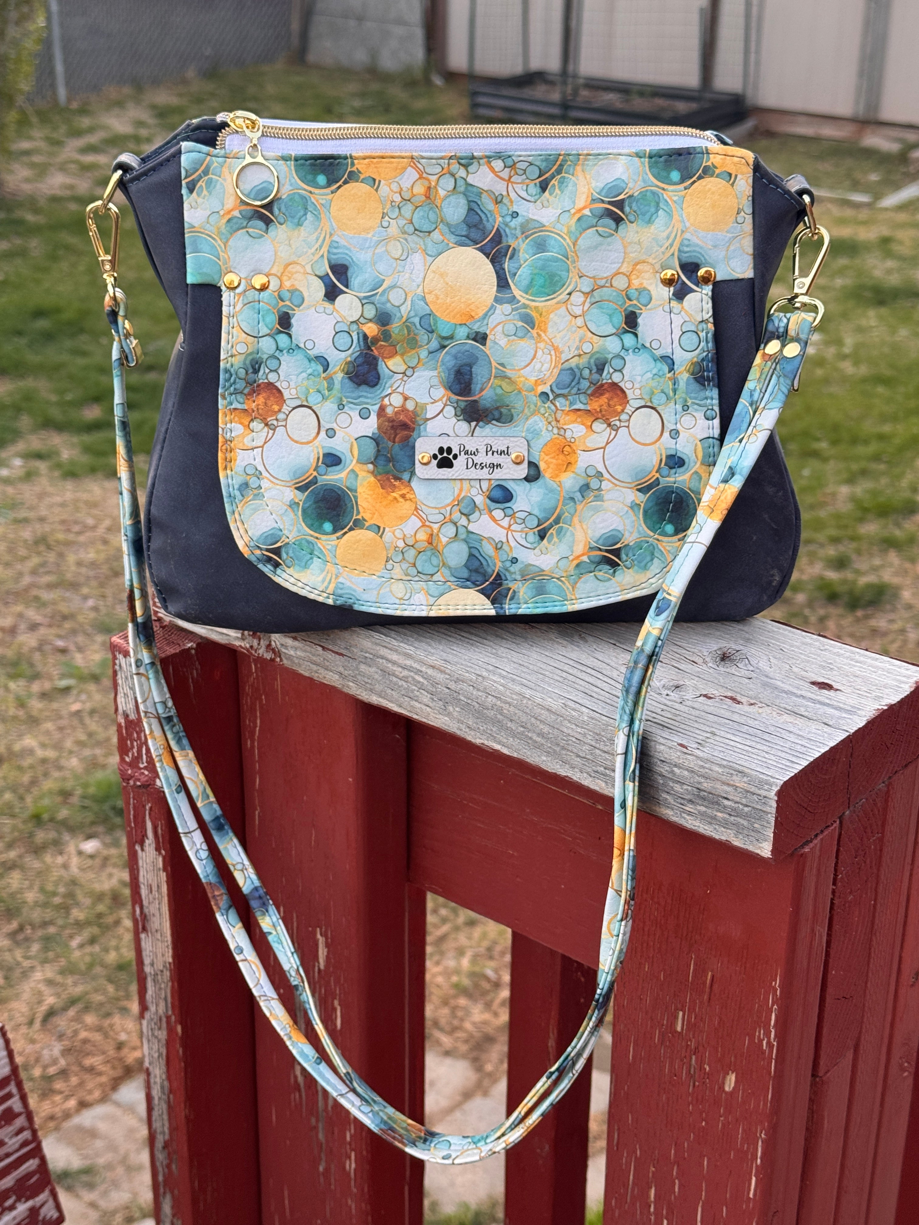 Brighstone Handbag - Faux Suede and Custom Vinyl Print