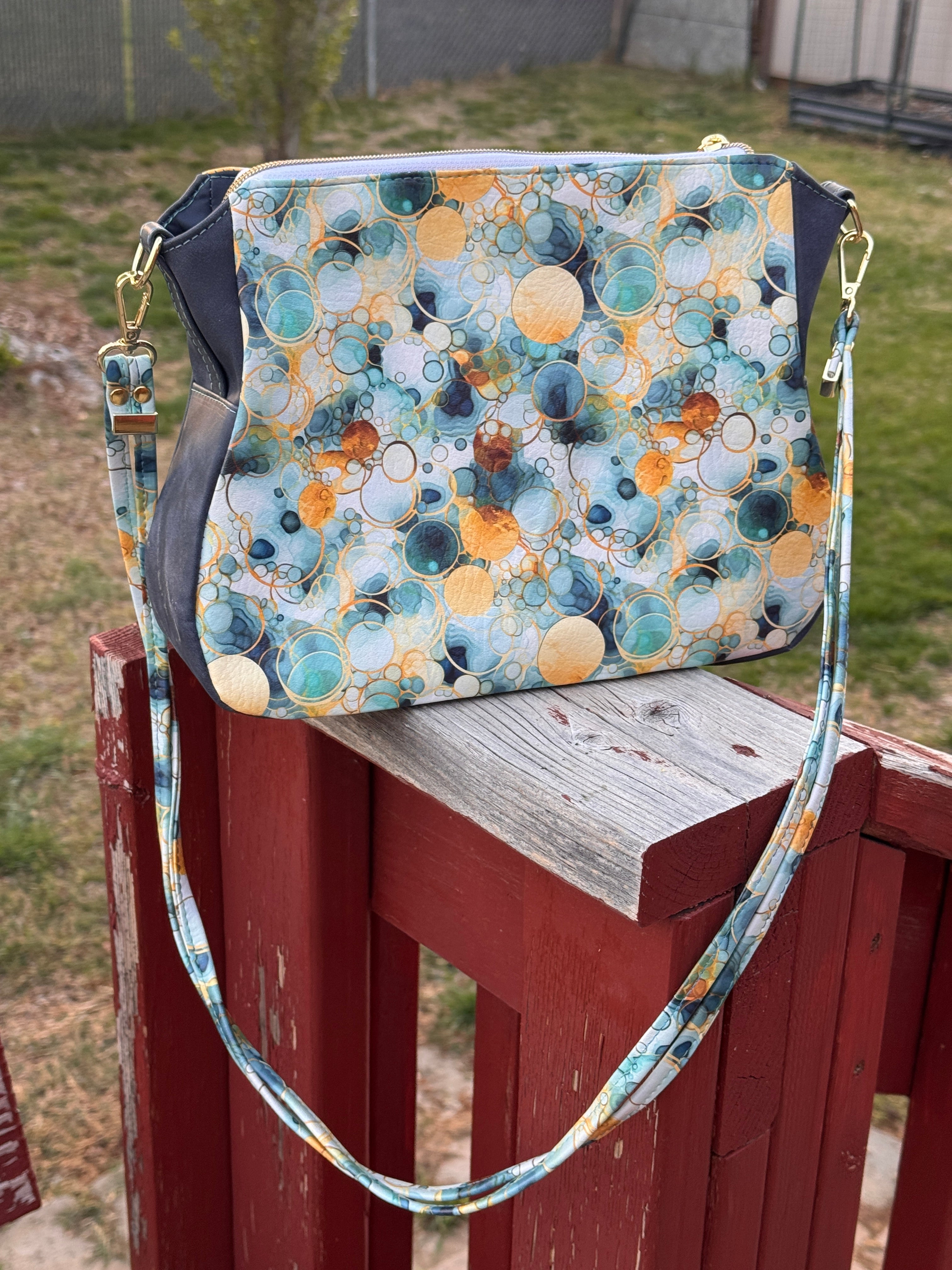 Brighstone Handbag - Faux Suede and Custom Vinyl Print