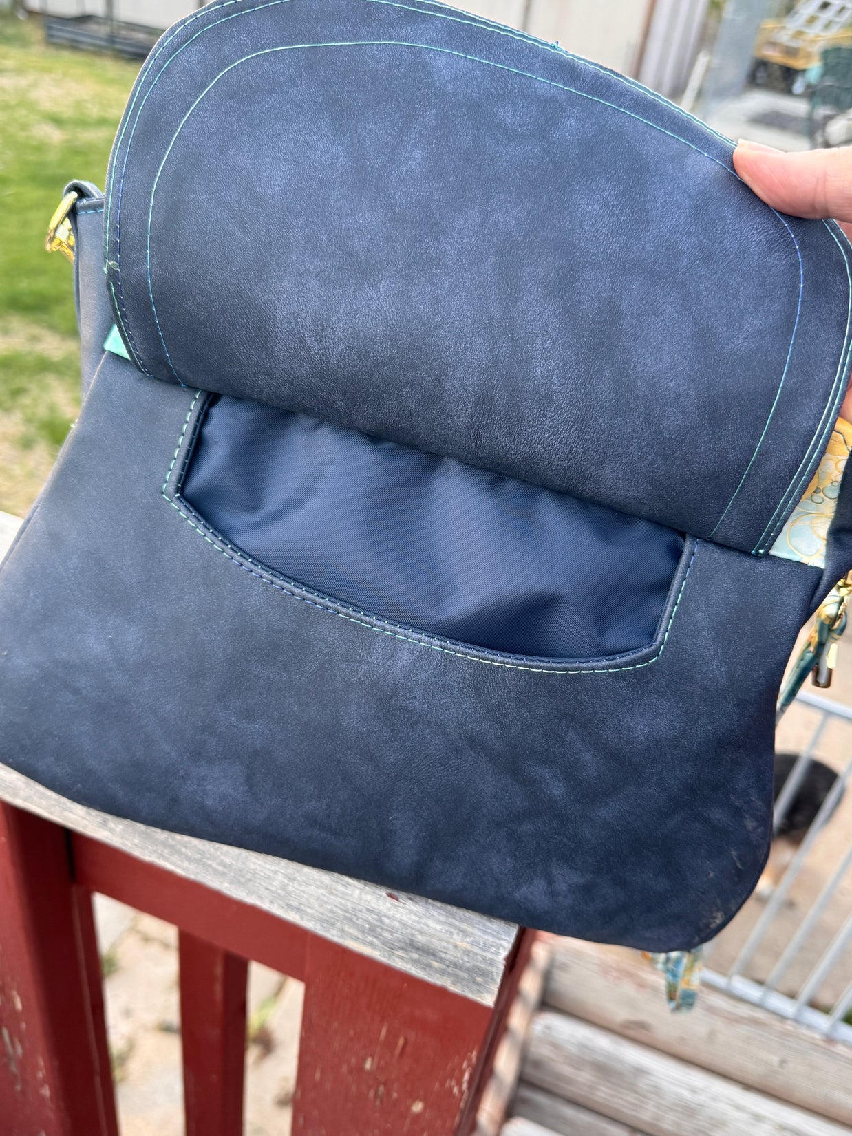 Brighstone Handbag - Faux Suede and Custom Vinyl Print