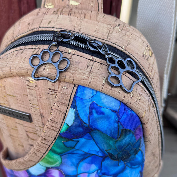 Rosie Sling Bag - Cork Fabric with Floral Pocket
